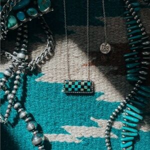 Authentic turquoise checkered necklace